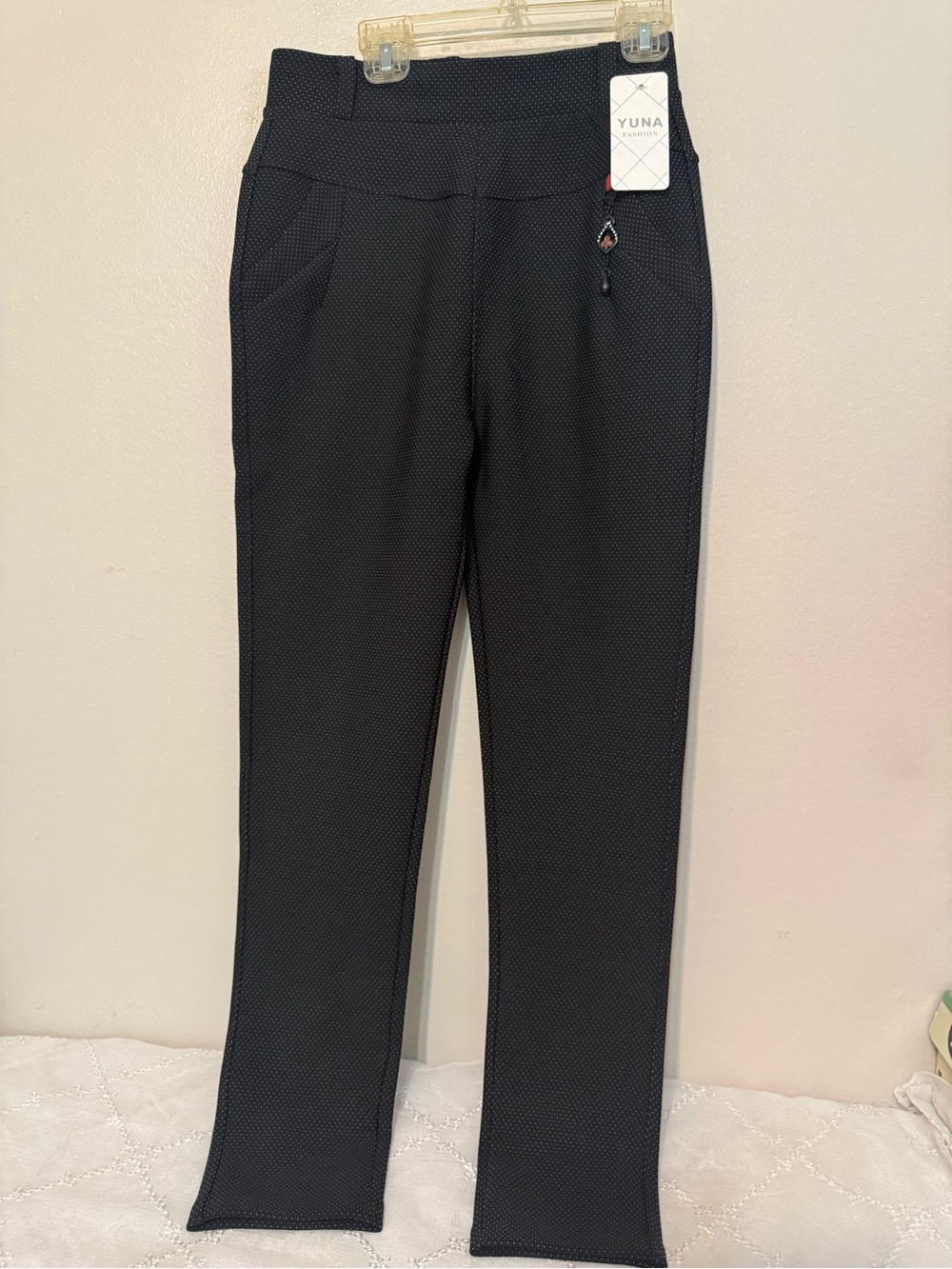 Yuna Girls' Black Textured Pull-On Pants